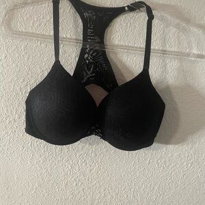 PINK Victoria's Secret Black Lace Racerback Bra